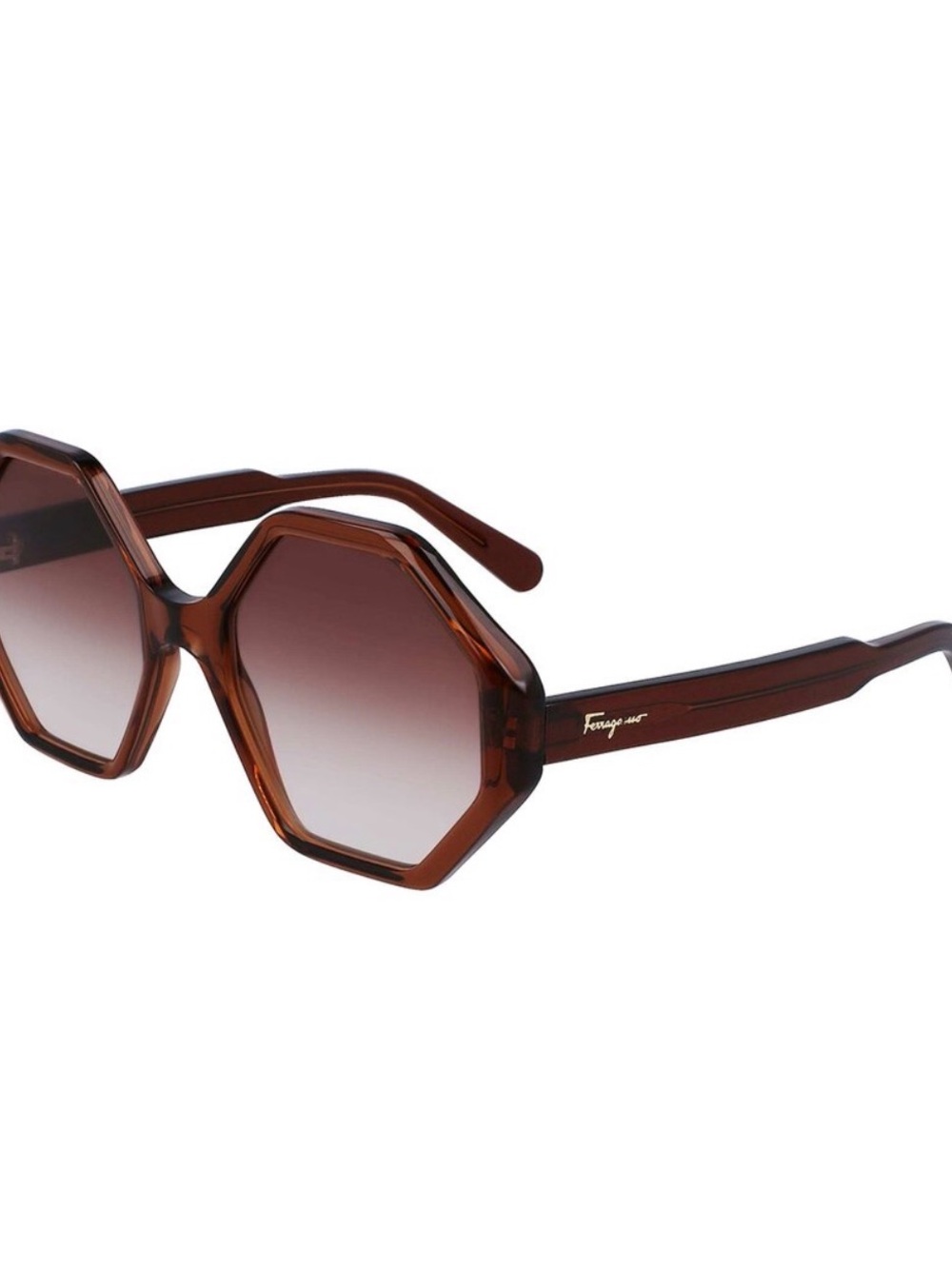 Salvatore Ferragamo Brown Octagon Gradient Women's Sunglasses